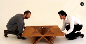 This modern furniture appears from a single slab of wood